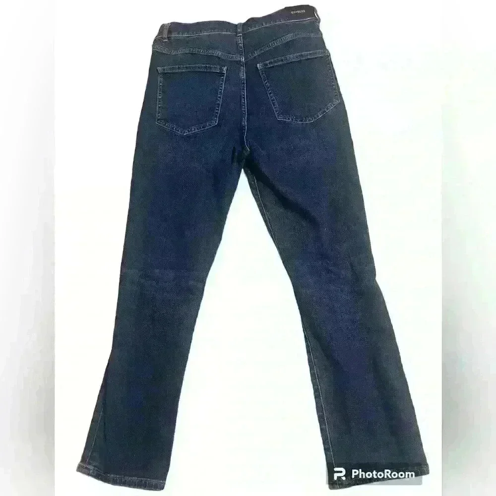 Express Slim Super High Rise Dark Wash Distressed Jeans | Size 6R | Size 6